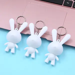 2024 New Design Big Head Fluid Rabbits Keychains DIY Fluid Bear Keychains for Decoration