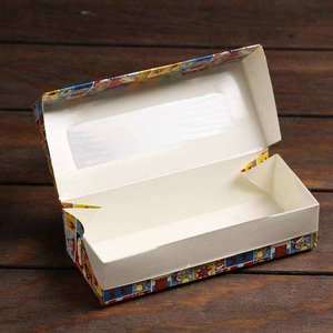 Boîte cadeau rectangulaire en papier avec fenêtre transparente, impression couleur logo personnalisé, pour emballage de biscuits, bonbons, pâtisseries, boulangerie, vente en gros - Product Image 6