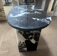 Dalles de marbre blanc et noir Caracata italien haut de gamme, personnalisation de bases de table en marbre et de tables d'appoint