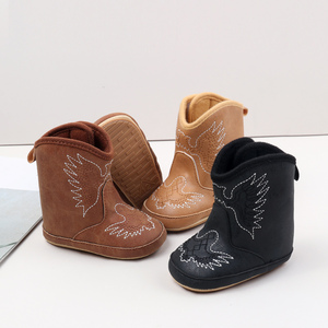 Autunno Cowboy Rider ricamo cartone animato a metà polpaccio <span class=keywords><strong>stivaletti</strong></span> 0-12 mesi termico invernale chiusura calza alla moda stivali bambino - Product Image 3