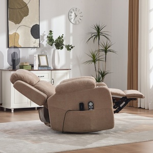 Fauteuil de massage pivotant à 360° de luxe moderne avec chaleur, inclinable électrique, télécommande, porte-gobelets et poches de rangement pour la maison - Product Image 3