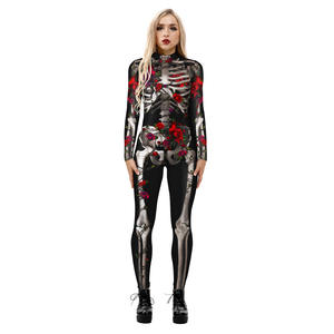 King Mcgreen Star Hot Sale Womens Halloween Skelet Strakke Jumpsuit Sexy 3d Geprint Kostuum Bodysuit Feestkleding - Product Image 1