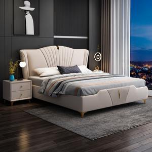 लोकप्रिय आधुनिक सरल डबल बिस्तर लाइट लक्जरी नरम बिस्तर बेडरूम रानी और किंग बिस्तर फ्रेम के साथ किंग बिस्तर फ्रेम - Product Image 3