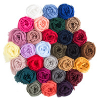 Khăn Quàng Cổ Cotton Và Vải Lanh Nhật Bản Màu Đơn Sắc Nhàu Nát Râu Ngắn Khăn Choàng Hồi Giáo