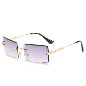 Sunglasses Wholesale Oversized square Trimming Metal <strong>Frame</strong> Rimless Eyewear <strong>Funky</strong> Style Groovy Sunglasses - Product Image 2