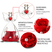 Cadeau de Noël Saint Valentin Anges uniques Préservés Roses éternelles dans un dôme en verre avec boîte-cadeau pour femmes filles