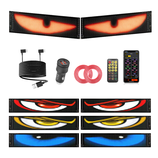 5V Flexible 2pcs 16*96 LED Scrolling Text Pattern Animation Car Sign Display Screen App Control LED Matrix Panel Board for Truck