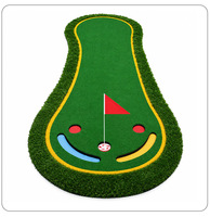 Tapis d'entraînement de golf simulé pour putting, en EVA et PP, pour intérieur, avec drapeaux, balles et putter