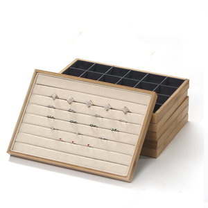 Plateau en bambou pour bijoux, bague, collier, bracelet, boîte de rangement, pendentif, boucles d'oreilles, présentoir de bijoux, vente en gros - Product Image 1