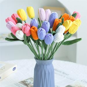 Bouquet de fleurs, tulipes tissées, fleurs en fil fini, fleurs tricotées, cadeau pour petite amie, professeur, fleurs séchées, fleurs artificielles - Product Image 2