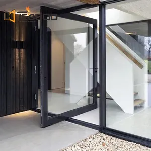 Puertas de exterior con bisagras delanteras, cristal de entrada de triple acristalado, estilo moderno, hurricane impact