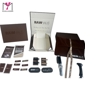 Juego de Cajas para Pelucas de Cartón Reciclable con Recubrimiento UV y Lámina Dorada, Diseño Ecológico con Logotipo Personalizado - Product Image 1