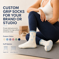 Chaussettes de yoga et de Pilates personnalisées de qualité supérieure, antidérapantes, à volants, couleur beige, respirantes pour femmes