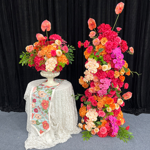 Promise 2025 Decoración de boda de moda Arco de flores artificiales Precio de fábrica Venta al por mayor Diseño de arco de flores azules y doradas - Product Image 2