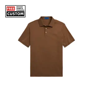 Nouveauté T-shirt vintage vierge à coupe régulière en trois mélanges, polo de golf uni pour hommes, lavé