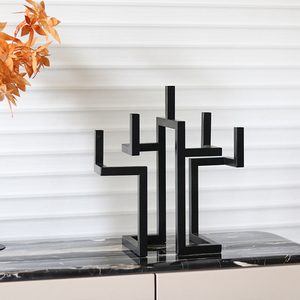 Luxe abstrait métal Art déco Design carré Tube bougeoir intérieur maison bureau décor anniversaire Table décoration <span class=keywords><strong>comptoir</strong></span> - Product Image 2
