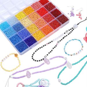Juego de Cuentas de Arroz Pequeñas de 24 Cuadrados de Yiwu, Caja de Cuentas de Vidrio de 3 Colores, Accesorios para Hacer Pulseras y Collares Hechos a Mano - Product Image 2
