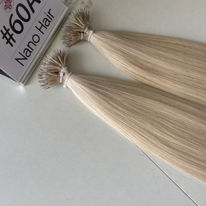 ขายส่งผมสีบลอนด์อ่อนคุณภาพสูง 60 นิ้ว # ต่อผมนาโนโลหะ 60A ขนาด 26 นิ้ว แบบ Double Drawn  มองไม่เห็นรอยต่อ  พร้อมห่วงนาโนโลหะ  ผมแท้ Remy - Product Image 2
