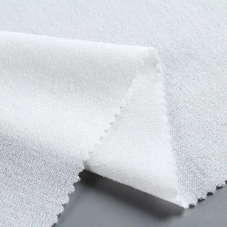 220gsm tessuto jersey singolo in poliestere stile lana elasticizzato bianco per fabbrica di abbigliamento
