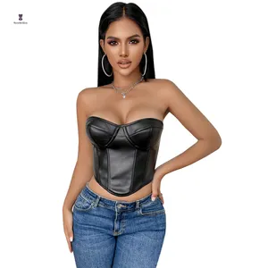 Korset kulit lingerie PU ukuran plus gaun korset buatan kustom bustier Renaisans top untuk wanita