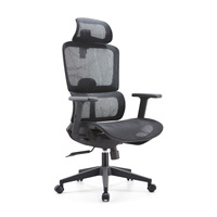 Chaise de bureau exécutive ergonomique contemporaine noire, réglable en hauteur, avec cadre en acier inoxydable et pivotante, vente en gros