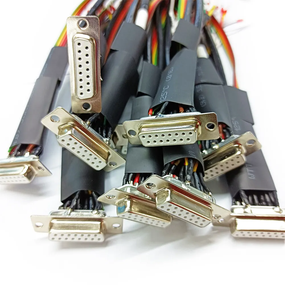 15 Pin VGA-Schnitts telle OEM/ODM DB zweireihig Weißer Kern Buchse PCB Industrial D-SUB Connector Kabelbaum Angepasst