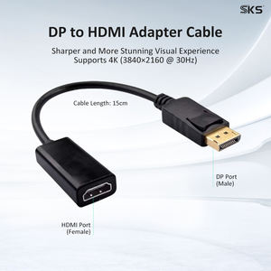 Adaptador DP Macho <span class=keywords><strong>a</strong></span> Hembra, Carcasa Negra de ABS, Compatible con 4K, para Laptop, <span class=keywords><strong>PC</strong></span>, HDTV, Monitor, Proyector, Auriculares IOS - Product Image 2
