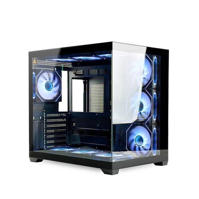 Manmu Full Tower PC Case Factory Price Wholesale ATX Desktop Computer Case and Tower Black Transparent Gaming CPU Case in Stock