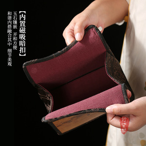 Zhuqige Chinese Handmade Bamboo Tissue Box Plum Blossom Satin Design Living Room Desktop Use - Product Image 3