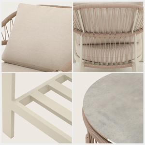 Sofá de Jardín Moderno para Hotel, Sofá de Exterior de <span class=keywords><strong>Metal</strong></span> y Cuerda, Muebles de Patio para Villa de Lujo, Resistentes a la Intemperie, Conjunto de Muebles de Jardín para Resort - Product Image 2