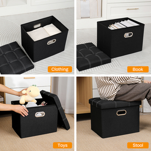 Thoải Mái Màu Đen <span class=keywords><strong>Sofa</strong></span> Có Thể Gập Lại Lưu Trữ Phân Chỗ Để Chân Băng Ghế Dự Bị Hộ Gia Đình Cube Vải Ottoman Với Lưu Trữ Cho Phòng Khách - Product Image 5