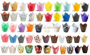 Suministro de panadería de una sola pared, tazas de magdalenas de <span class=keywords><strong>tulip</strong></span>án de papel desechables ecológicas, revestimientos biodegradables para magdalenas para yogur compostables - Product Image 3
