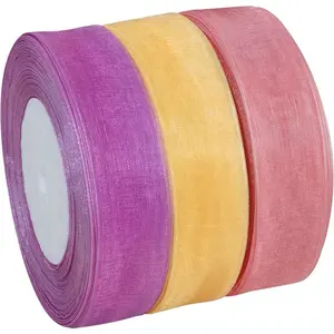 WY021 100% Polyester Chiffon Silk Fabric Satin Ribbon for Gift Packaging
