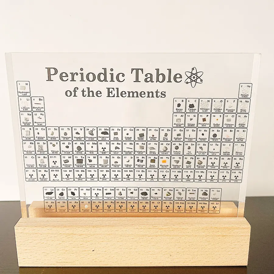 Regali per la festa della mamma tavola periodica con elementi reali con Base in legno regali per l'insegnamento chimico per bambini decorazioni per la casa