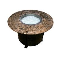 Table de foyer au gaz avec plateau en marbre rond, foyer extérieur au propane, mobilier de patio