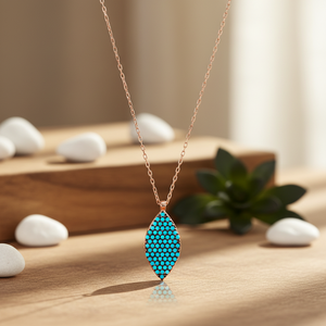 Nano piedra turquesa de almendra forma colgante turco venta al por mayor hecha a mano de la joyería de la plata esterlina 925 - Product Image 3