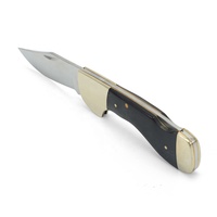 Couteau de camping pliant artisanal avec lame miroir, manche en corne de cerf, couteau de survie et d'autodéfense pour cadeau