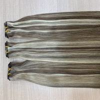 Extensions de Cheveux Vietnamiens Lisses Double Drawn avec Mèches, 100% Cheveux Bruts Alignés dans le Sens de la Cuticule