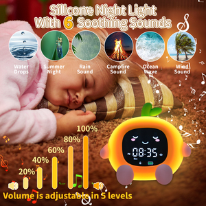Bán buôn mới đa chức năng đào Màn hình LED đồng hồ báo thức cho trẻ em ánh sáng ban đêm ngủ huấn luyện viên có thể thay đổi màu sắc được xây dựng trong pin - Product Image 4
