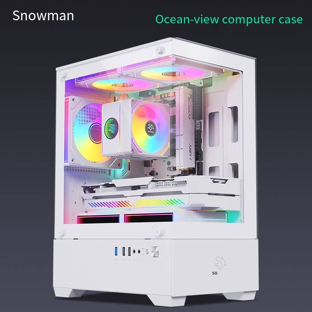 MQ Pillar-Free MicroATX Mid Tower Esports Gaming PC Case Panoramic Sea View Tempered Glass Side Panel Water Cooling Internet