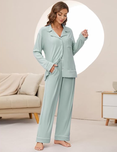 Set Pigiama Donna Personalizzato con Logo, Morbido, a Maniche Lunghe, in Maglia, con Bottoni, 2 Pezzi, Abbigliamento <span class=keywords><strong>da</strong></span> <span class=keywords><strong>Notte</strong></span> e Loungewear - Product Image 2