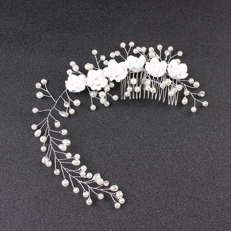 Braut Hochzeit Blume Haarkamm Strass Haarschmuck Kopfstücke Perle Seitenkämme Brautdekoration für Frauen und Mädchen