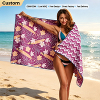 Serviette de plage en microfibre personnalisée avec logo imprimé, grande taille, livraison rapide, vente en gros, fournisseur d'usine OEM, faible MOQ