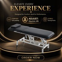 Table de massage pliable moderne, électrique, manuelle, hydraulique, avec structure en métal et coussin en mousse haute densité pour salon et spa.