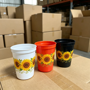 Gobelet de stade 500 ml (16 oz) sans BPA avec couvercle en PP, idéal pour les voyages, les fêtes, le bricolage, prix abordable pour l'industrie alimentaire, La Boda De Christmas - Product Image 1