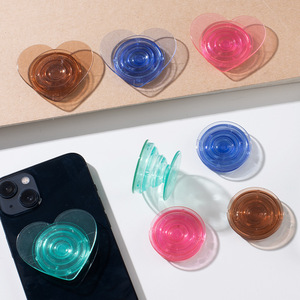 Support de téléphone étanche en PC transparent en forme de cœur avec logo personnalisé, rotation à 360 degrés pour iPhone et Android - Product Image 1