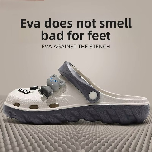 Men's Summer Outdoor Shoes Closed Toe Cartoon Animation PVC Beach Clogs Slip-On Cushioning Effect Non-Slip Odor-Resistant