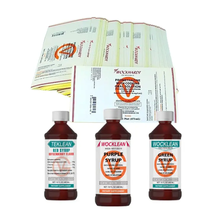 Etiqueta de sirope para la tos, pegatinas de solución Oral, etiqueta de embalaje médico