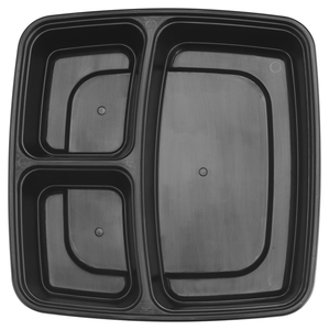 Tiya Disposable Microwave Safe Restaurant Take Away Container 48oz Food Packaging Containers Plastic 3 Compartment - Product Image 2