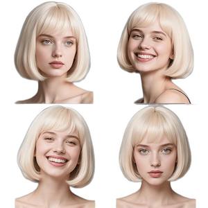Parrucca Bob per Studenti, Tendenza Moda Europea e Americana, Uso Quotidiano, Multicolore, Capelli Corti, Fibra Resistente al Calore, Modella il Viso - Product Image 5